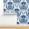 Thistle Damask Blue Plant Art Nouveau Hand Drawn Floral Navy Sky Custom Removable Wallpaper by Spoonflower Peel & Stick Wallpaper 2FT Wide